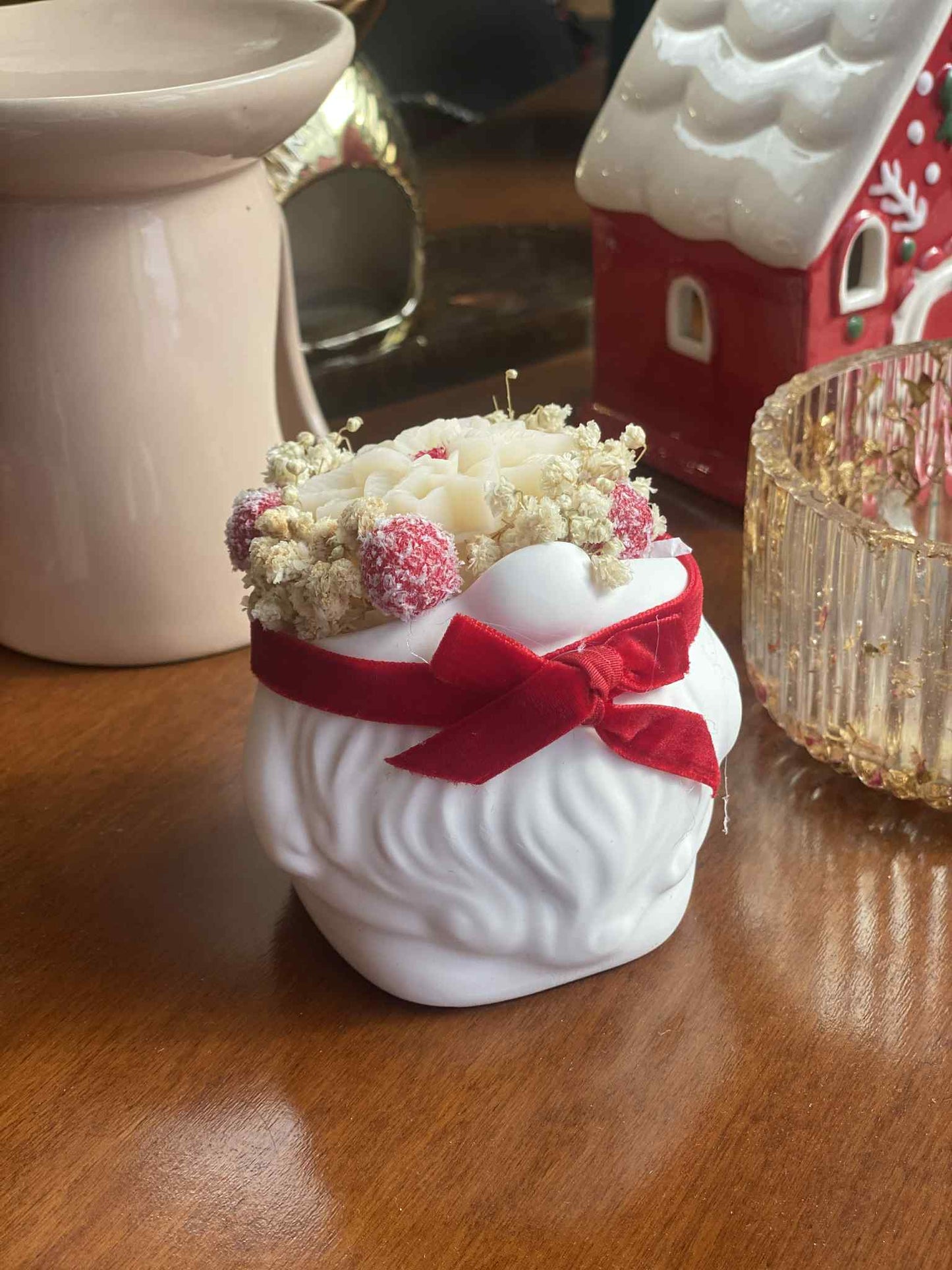 Πορσελάνινο Νανάκι με Λουλούδι - Αρωματικό Κερί - Χριστουγεννιάτικο Στολίδι